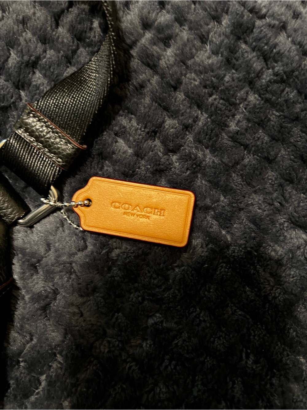 Coach Black Signature Canvas Belt Bag with brown Leather Tag - Picture 2 of 5